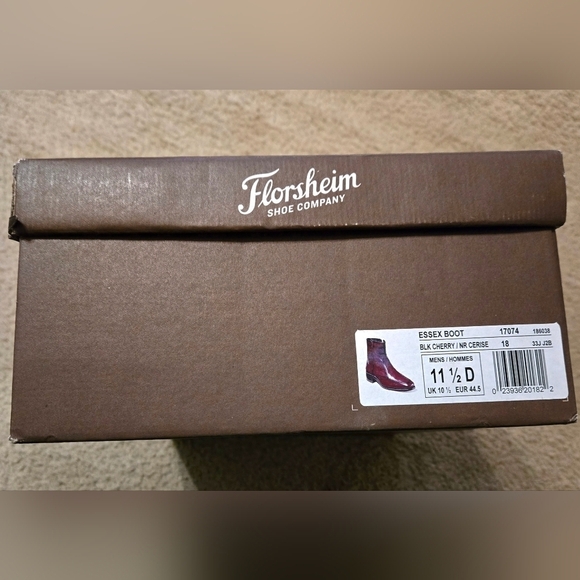 NWT Florsheim Boot, Black Cherry, Essex Moc Toe Zipper